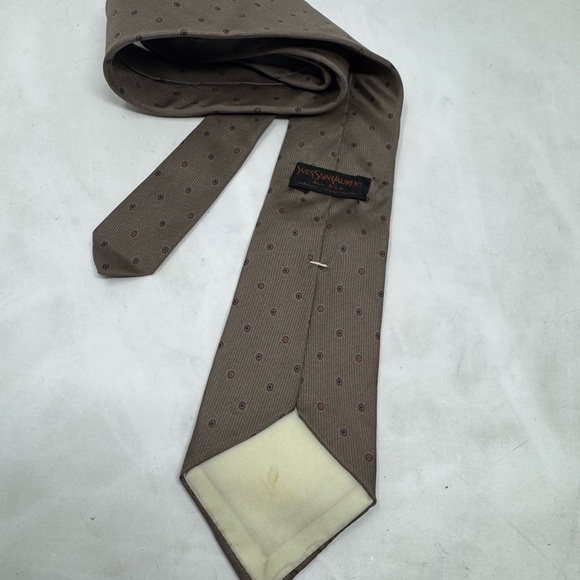 Yves Saint Laurent Brown with red and blue Pattern Tie - Picture 6 of 11
